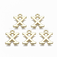 Alloy Charms, Cadmium Free & Nickel Free & Lead Free, Alphabet, Real 16K Gold Plated, Letter.X, 14x12x1mm, Hole: 1.6mm(PALLOY-Q441-025X-NR)