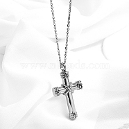 Stainless Steel Cross Pendant Necklaces, Urn Ashes Necklaces, Stainless Steel Color, 19.69 inch(50cm)(TQ9204-2)
