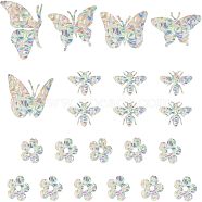 PET Window Stickers Brick Pattern Stickers, Butterfly & Bees & Flower, Clear, 6.2~20.5x7.25~15.6x0.02cm, 22pcs/set(DIY-WH0319-37)