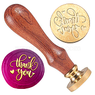 Wax Seal Stamp Set, Golden Tone Sealing Wax Stamp Solid Brass Head, with Retro Wood Handle, for Envelopes Invitations, Gift Card, Word, 83x22mm, Stamps: 25x14.5mm(AJEW-WH0208-1011)