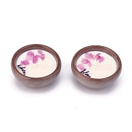 SaddleBrown Porcelain Candles, Bowl Shaped Smokeless Decorations, with Dryed Flowers, the Box only for Protection, No Supply Again if the Box Crushed, Violet, 65x31mm, 2pcs/set(DIY-P009-D10)