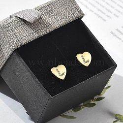 Rack Plating Brass Micro Pave Clear Cubic Zirconia Stud Earrings, Heart, Letter L, 8.5x9.5mm(EJEW-K299-01G-L)