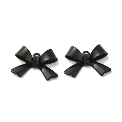 Ion Plating(IP) 304 Stainless Steel Pendants, Bowknot Charm, Black, 10x15x4mm, Hole: 1mm(X-STAS-Q323-01B)