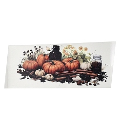 PET Self-Adhesive Stickers, for Party Decorative Present, Pumpkin and Flower, Peru, 110~120x230~250x0.3mm(STIC-P009-D02)