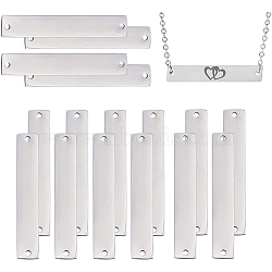 16Pcs 304 Stainless Steel Connector Charms, Rectangle, Stainless Steel Color, 35x6x1.5mm, Hole: 1.5mm(FIND-BC0003-43)