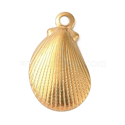 304 Stainless Steel Charms, Shell Shape Charm, Real 18K Gold Plated, 13x7.5x1.5mm, Hole: 0.8mm(STAS-M061-01G-03)