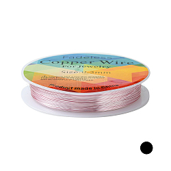 Copper Jewelry Wire, Long-Lasting Plated, Pink, 28 Gauge, 0.3mm, about 65.61 Feet(20m)/roll(CWIR-CW0.3mm-25)