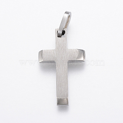 Tarnish Resistant 304 Stainless Steel Pendants, Cross, Stainless Steel Color, 25x15x3mm, Hole: 3.5x7mm(STAS-F157-03P)