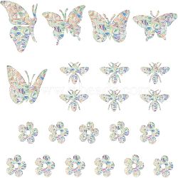 PET Window Stickers Brick Pattern Stickers, Butterfly & Bees & Flower, Clear, 6.2~20.5x7.25~15.6x0.02cm, 22pcs/set(DIY-WH0319-37)