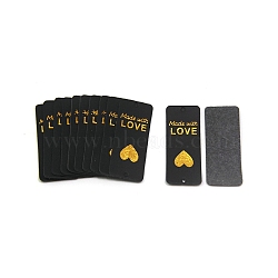 Valentine's Day PU Leather Labels, Handmade Embossed Tag, with Holes, for DIY Jeans, Bags, Shoes, Hat Accessories, Rectangle with Word Made with Love, Black, 50x20mm(PW-WG14950-13)