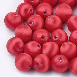 Polyester Thread Fabric Covered Beads, with ABS Plastic, Round, Red, 20x21.5mm, Hole: 3mm(WOVE-T007-20mm-14)