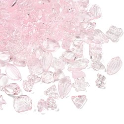 Gradient Color Transparent Glass Beads, Mixed Shapes, Pink, 8~23x8~20x3.5~8mm, Hole: 1~1.4mm, about 800pcs/1000g(GLAA-B026-01C)