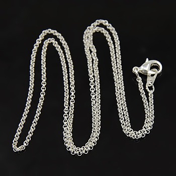 Brass Chain Necklaces, Platinum, 18.8 inch, 1.6mm