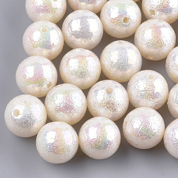 Acrylic Imitation Pearl Beads, AB Color, Round, Seashell Color, 14x13.5mm, Hole: 2mm
