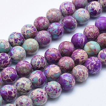 Natural Imperial Jasper Beads Strands, Dyed, Round, Blue Violet, 8mm, Hole: 1mm, about 48pcs/strand, 15.5 inch