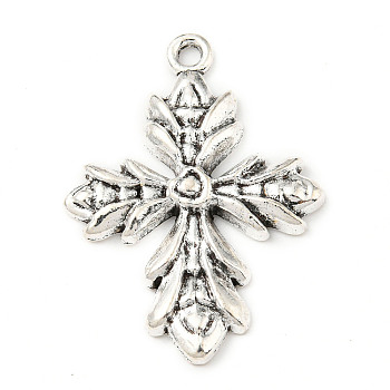 Tibetan Style Alloy Pendants, Cross, Antique Silver, 36.5x32x3.5mm, Hole: 2mm, 95pcs/500g