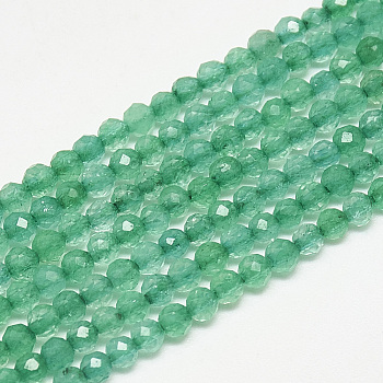 Natural White Jade Beads Strands, Faceted, Dyed, Round, Medium Aquamarine, 2~2.5mm, Hole: 0.3mm, about 173~175pcs/strand, 14.9 inch