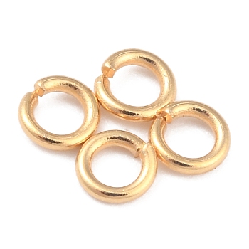 Rack Plating Brass Jump Rings, Open Jump Rings, Long-Lasting Plated, Real 24K Gold Plated, 3.5x0.8mm, 20 Gauge, Inner Diameter: 2mm