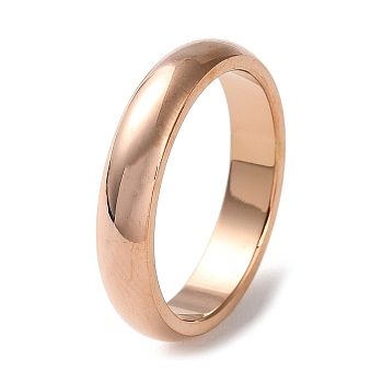 Ion Plating(IP) 304 Stainless Steel Simple Plain Band Finger Ring for Women Men, Rose Gold, 4mm, Inner Diameter: US Size 7 1/4(17.5mm)