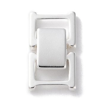 Brass Watch Band Clasps, Cadmium Free & Lead Free, Rectangle, 925 Sterling Silver Plated, 17.5x10.5x4mm