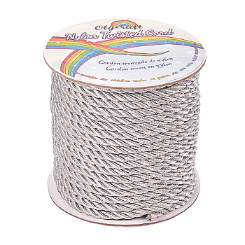 Olycraft Nylon Thread, Twisted Cord, Silver, 5mm, about 30yards/roll(27.432m/roll)