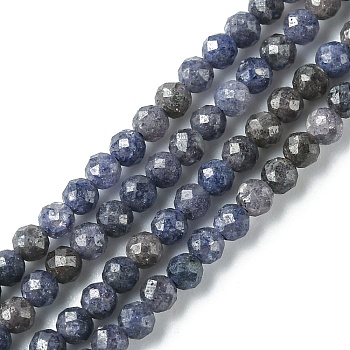 Natural Sapphire Beads Strands, Faceted, Round, 4mm, Hole: 0.8mm, about 99~102pcs/strand, 15.43~15.63 inch(39.2~39.7cm)