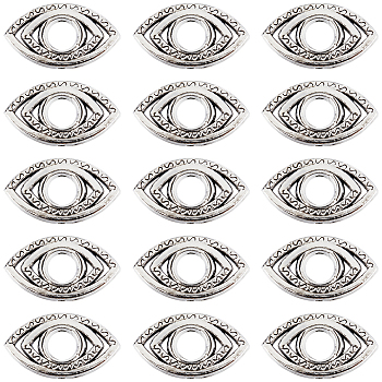 Tibetan Style Alloy Bead Frame, Eye, Antique Silver, 12x21x3mm, Hole: 1.6mm, 5mm inner diameter, 50pcs/box