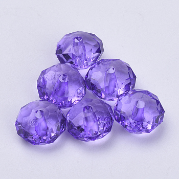 Transparent Acrylic Beads, Faceted, Rondelle, Blue Violet, 22x15mm, Hole: 3mm, about 135pcs/500g