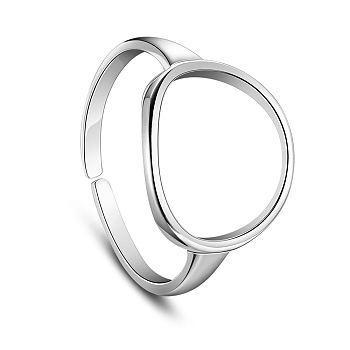SHEGRACE Simple Design Rhodium Plated 925 Sterling Silver Finger Rings, with Circle, Platinum, Size 7, 17mm