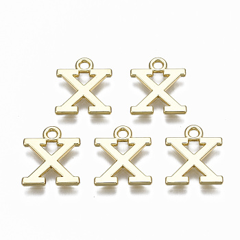 Alloy Charms, Cadmium Free & Nickel Free & Lead Free, Alphabet, Real 16K Gold Plated, Letter.X, 14x12x1mm, Hole: 1.6mm