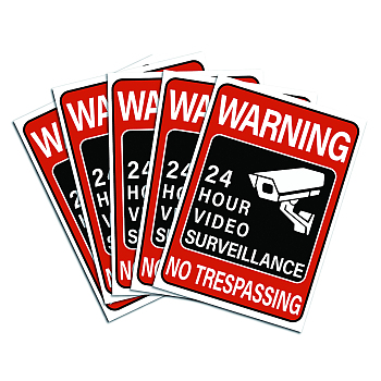 Waterproof PVC Warning Sign Stickers, Rectangle, Camera Pattern, 25x17.5cm