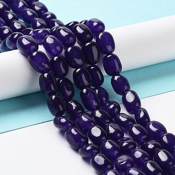 Natural Jade Beads Strands, Dyed, Nuggets, Tumbled Stone, Indigo, 9.5~11.5x8~8.5x7~8mm, Hole: 1mm, about 34~38pcs/strand, 14.76~15.16''(37.5~38.5cm)