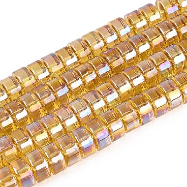 ab色のメッキ透明ガラスビーズストランド(GLAA-T026-4x8mm-T01)-1