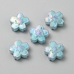 Opaque Acrylic Beads, Flower, Sky Blue, 25x26x9mm, Hole: 3mm(OACR-CJC0006-23E)