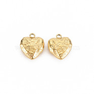 Ion Plating(IP) 304 Stainless Steel Charms, Heart, Real 14K Gold Plated, 14x12x5mm, Hole: 1.8mm(STAS-N097-190LG)