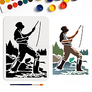 US 1Pc PET Hollow Out Drawing Painting Stencils, with 1Pc Art Paint Brushes, for DIY Scrapbook, Photo Album, Fishing, 297x210mm(DIY-MA0003-91B-01)