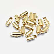 Long-Lasting Plated Brass Slide On End Clasps, Real 18K Gold Plated, Nickel Free, Tube, 9x5.5x4mm, Hole: 1mm, Inner Diameter: 2.5mm(X-KK-K193-119G-NF)