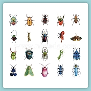 40Pcs 20 Styles Waterproof PET Insects Sticker Labels, Self-adhesion, for Suitcase, Skateboard, Refrigerator, Helmet, Mobile Phone Shell, Cornflower Blue, 60~90mm, 2pcs/style(PW-WG83746-10)