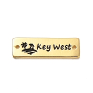 Beach Theme Rack Plating Brass Rectangle Connector Charms, Word Key West Links, Long-Lasting Plated, Cadmium Free & Lead Free, Real 18K Gold Plated, 6x20x1mm, Hole: 1mm(KK-P261-08C-G09)