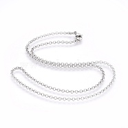 201 Stainless Steel Rolo Chain Necklaces, with 201 Stainless Steel Beads and Clasps, Stainless Steel Color, 17.7 inch(45cm), 2.5mm(NJEW-F248-13A-P)