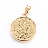 304 Stainless Steel Pendants, Coin, Golden, 29x25.5x3.5mm, Hole: 10x5mm(STAS-H458-03G)