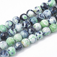 Dyed Natural Fire Crackle Agate Beads Strands, Round, Lime, 6~6.5mm, Hole: 1mm, about 63pcs/strand, 15.5 inch(G-T098-02C-05)