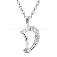 SHEGRACE Rhodium Plated 925 Sterling Silver Initial Pendant Necklaces, with Grade AAA Cubic Zirconia and Cable Chains, Platinum, Letter.D, 15.74 inch(40cm)(JN900A)