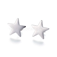 304 Stainless Steel Stud Earrings, Hypoallergenic Earrings, with Ear Nuts/Earring Back, Star, Stainless Steel Color, 15x16x1.5mm, Pin: 0.6mm, 6pairs/card(EJEW-F234-18P)