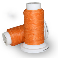 Flat Waxed Polyester Cord, for Leather Sewing Stitching, Dark Orange, 0.8mm, about 54.68 yards(50m)/roll(OCOR-E021-A05)