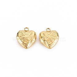 Ion Plating(IP) 304 Stainless Steel Charms, Heart, Real 14K Gold Plated, 14x12x5mm, Hole: 1.8mm(STAS-N097-190LG)