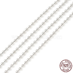 Rhodium Plated 925 Sterling Silver Ball Chains, Unwelded, Platinum, 2mm(STER-F052-13P)
