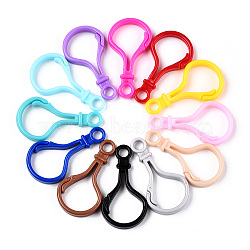 Opaque Solid Color Bulb Shaped Plastic Push Gate Snap Keychain Clasp Findings, Mixed Color, 48.5x25.5x6mm, Hole: 5.5mm(KY-N022-08)