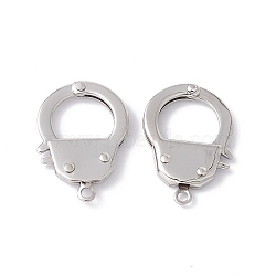 304 Stainless Steel Handcuff Clasps, Stainless Steel Color, 25x18x3mm, Hole: 2mm(STAS-D009-02)