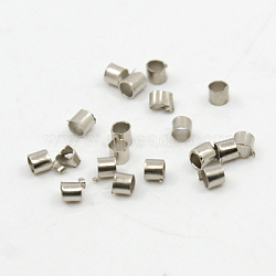 Brass Tube Crimp Beads, Lead Free & Nickel Free, Platinum, 2x2mm, Hole: 1mm(KK-L021-P-FF)